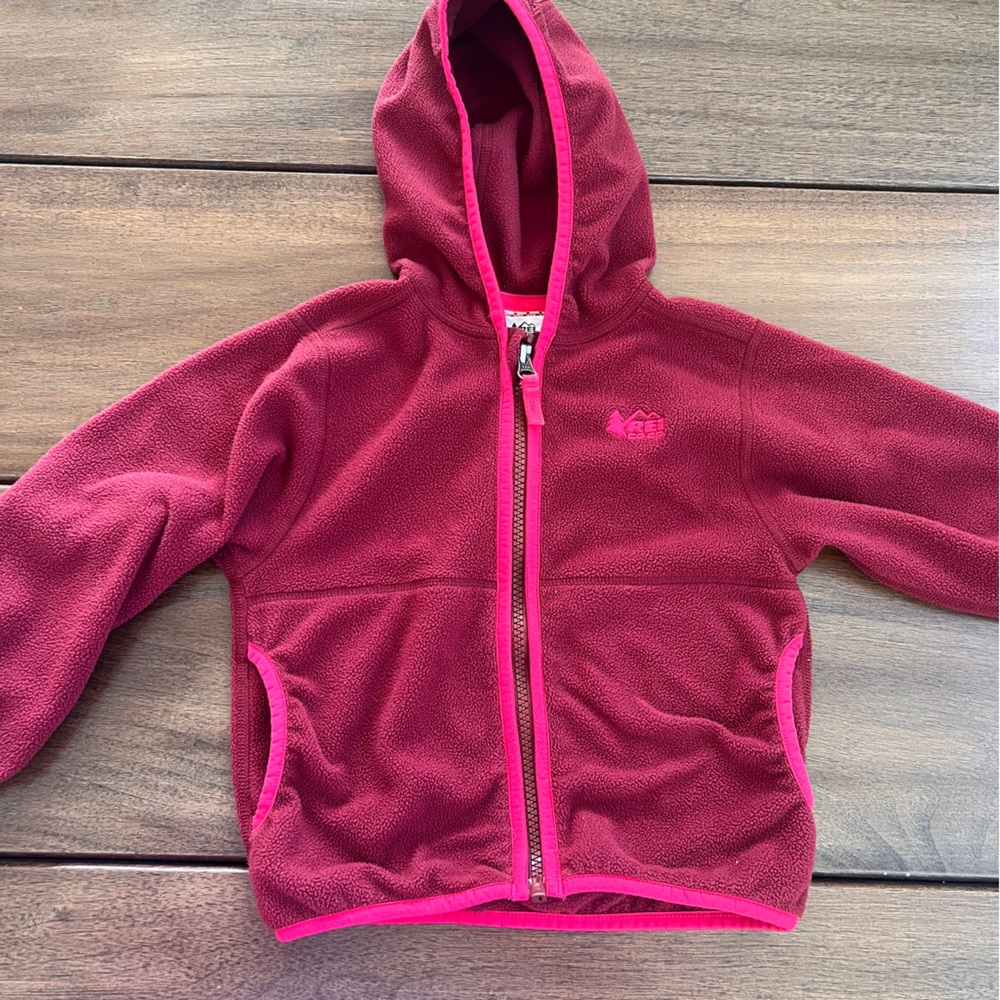 REI‎ Kids Fleece Hoodie - Burgundy and Pink